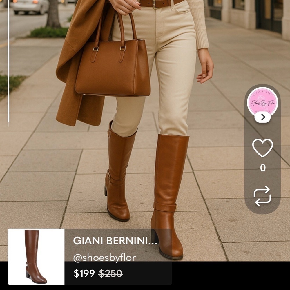 GIANI BERNINI / Lennoxxp / Leather / Tall / Knee-High / Boots / Conac / Size 10M